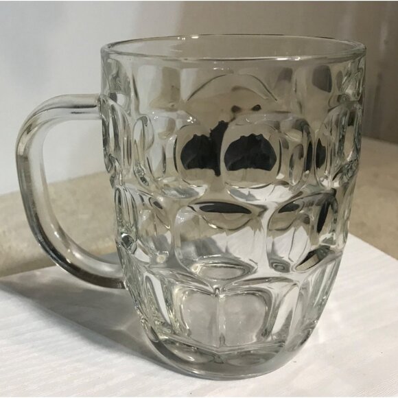 King Of Cash Glass Beer Mug With Handle - 5" Tall 3.75" Diameter - Picture 3 of 10